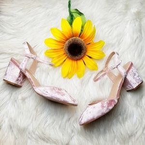 ASOS Light Pink Velvet Ankle Strap Heels/Sandals